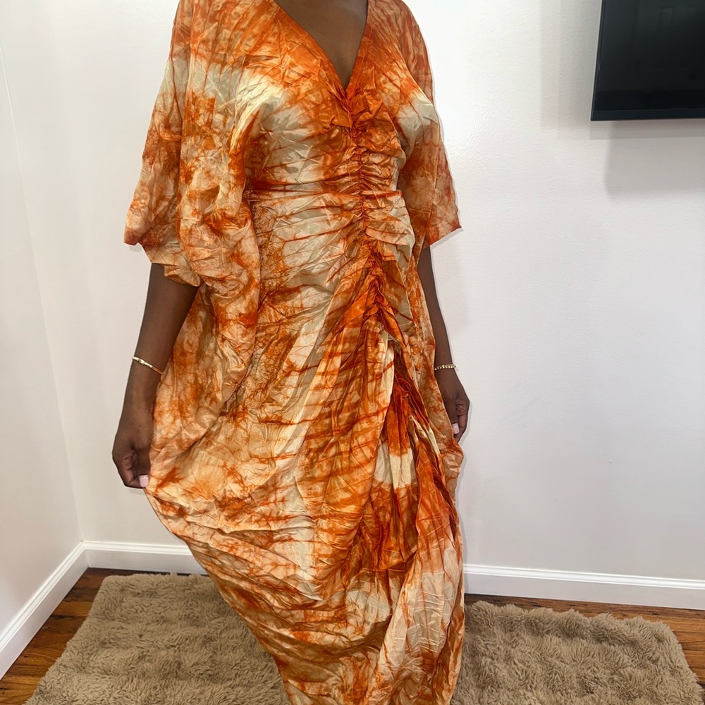 Orange Tie-Dye Maxi Dress “BuBu”
